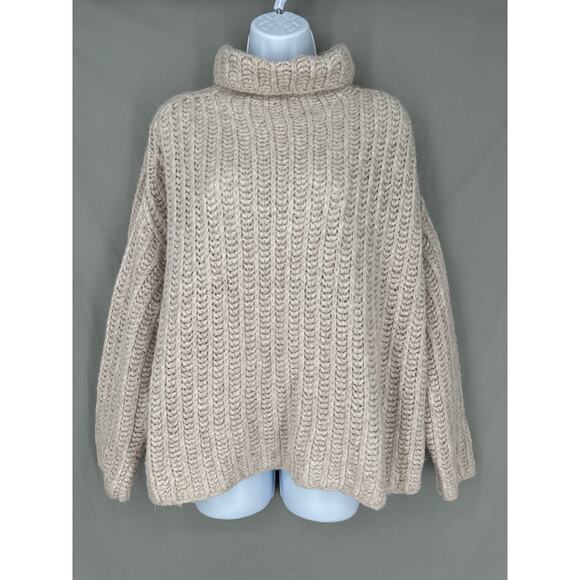 Free People Sweater Womens XS Beige Chunky Oversized Boxy Slouchy Wool Alpaca - Picture 1 of 7